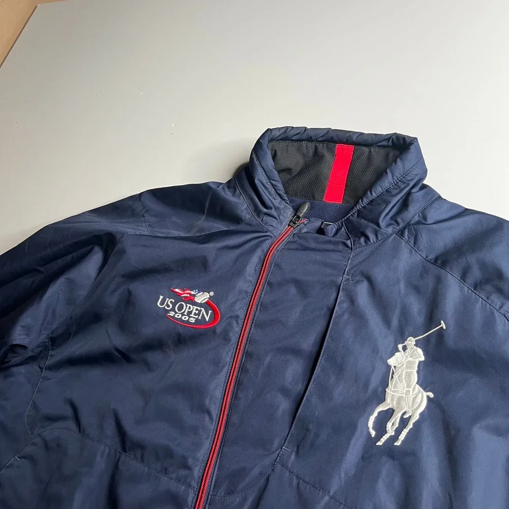 Polo Ralph Lauren RLX US Open 2005 Big Pony Windbreaker Jacket Mens XL Navy Blue